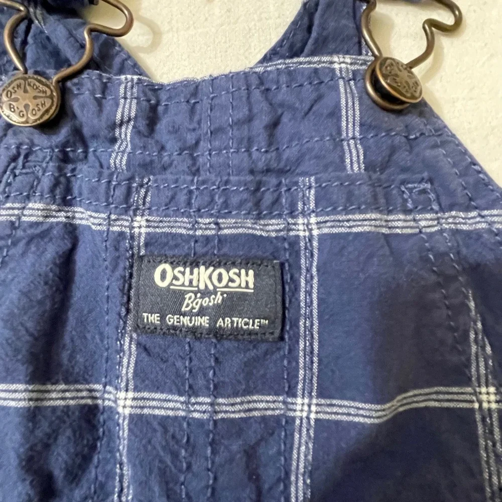 OshKosh B'gosh Baby Size 12M Blue Plaid‎ Shortalls Overalls Kids  Vestbak
